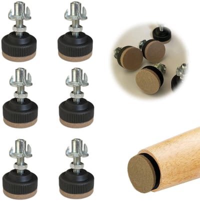 Dailygoods- Viltglijders Set van 6 - Verstelbare Meubelpoten - M6 x 30 mm - Buffervoet - Meubelglijders voor Kast - Hoogwaardig Koolstofstaal
