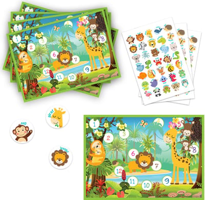 Beloningssysteem Jungle - 4 Grote Beloningskaarten & 105 Stickers - Zindelijkheidstraining