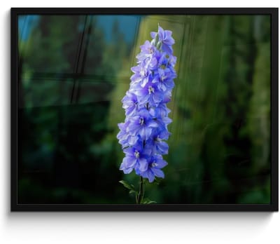 Poster in lijst - Fotolijst 70x50 cm - Posters - Bloemen - Blauw - Dennenboom - Posterlijst zwart - Decoratie - Wanddecoratie woonkamer - Muurdecoratie slaapkamer