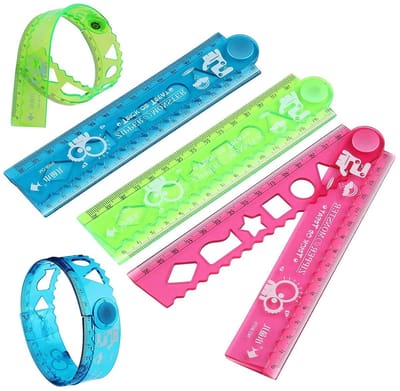 3 Stuks Transparant Ekleurde Linialen 30cm Vouwliniaal Linialen Onbreekbaar Multipack Flexibele Multifunctionele Kinderen Briefpapier Leren Tekening Plastic Liniaal Voor School Kinderen Kantoorbeno