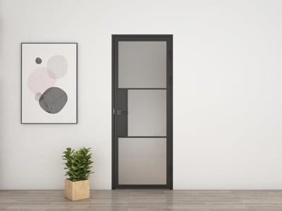 Schulte complete glazen binnendeur - 89 x 216 - mat glas - 3 vakken - scharnieren rechts - met slot
