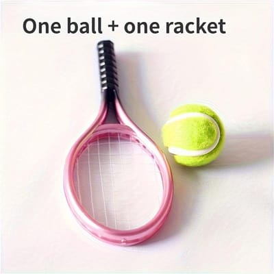 2 stuks Creatieve Poppen Tennisracket Set met Ballen - Miniatuur Sportuitrusting voor Poppenhuizen, Inclusief Blauw Trekkoordzakje - Perfect Vakantiecadeau 2pcs/set