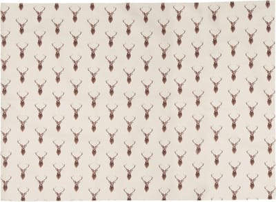 Clayre & Eef Placemats Set van 6 48x33 cm Beige Rood Katoen Rechthoek Hert Tafelmat