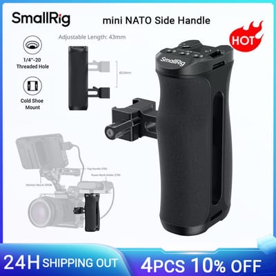SmallRig Mini NAVO zijhandgreep, universele camerakooi NAVO handgreep aluminium, voor Sony voor Canon voor Nikon, met Cold Shoe -4840