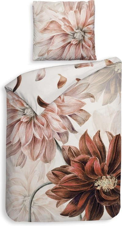 Heckettlane Flori Dekbedovertrek - Eenpersoons - Katoen - 140x200-220cm - Off-White