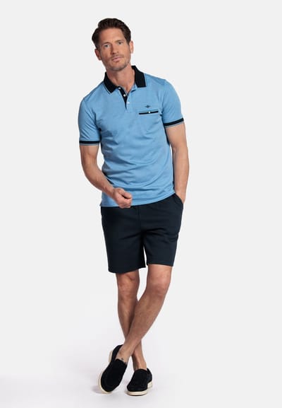 Baileys Delft Blue Standaard korte mouw Modern Fit Two Tone Polo 515256 65