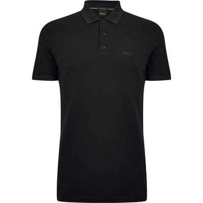 Boss Herenpoloshirt ‘Paddy’ met contrasterende boorden (Massief zwart)