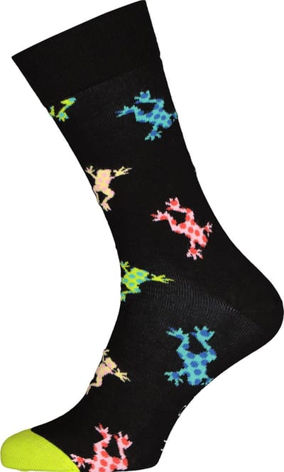 Happy Socks Frog Sock - zwarte sok met gekleurde kikkers - Unisex - Maat: 41 - 46