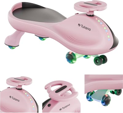Tulano Focus 35 - Zwaartekracht Ride-On - LED-wielen - 360° Stuur - Tot 100 kg - Roze