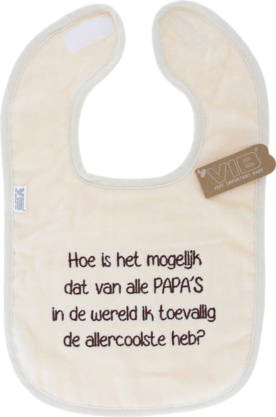 VIB® - Slabbetje luxe velours - allercoolste papa beige - Babykleertjes - Slabbetjes - zwangerschap aankondiging - baby aankondiging