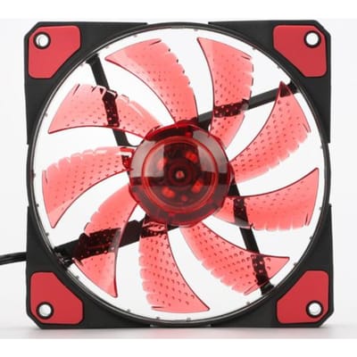 Ultrastille, trillingsdempende ronde computerkoelventilator met 15 lampen rood