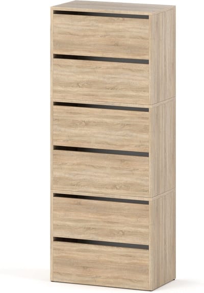 Meubel Square - Schoenenkast STEP - Set van 3 - Eiken - Modulaire schoenenkast zonder handgrepen