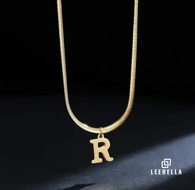 Leerella Alfabet Slang Ketting | R | Goudkleurige Gepersonaliseerde Ketting van Hoogwaardig RVS met Initialen | Elegant en Tijdloos Sieraad voor Dames | Moederdag, Valentijnsdag en Verjaardag Cadeau 41+5 cm