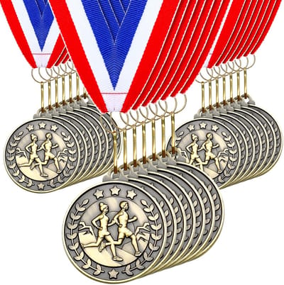 30 Stuks Gouden Onderscheiding Medailles met Lint voor Prijzen en Toernooien
