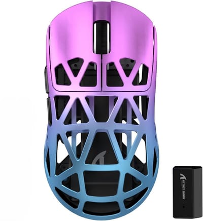 ATTACK SHARK R2 - Draadloze Gaming Muis - Magnesium Alloy - PAW3950MAX - Ultralichte(45g)- Wired/2.4G/BT5.2 - 42000DPI - Twilight Purple