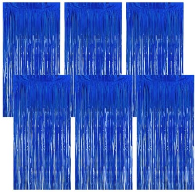 Dailygoods- Feestgordijn 6 Stuks - Donkerblauw - Foliegordijn - Achtergronddecoratie - Verjaardagsdecoratie - Kunststof 1m x 2m - Decoratiegordijn