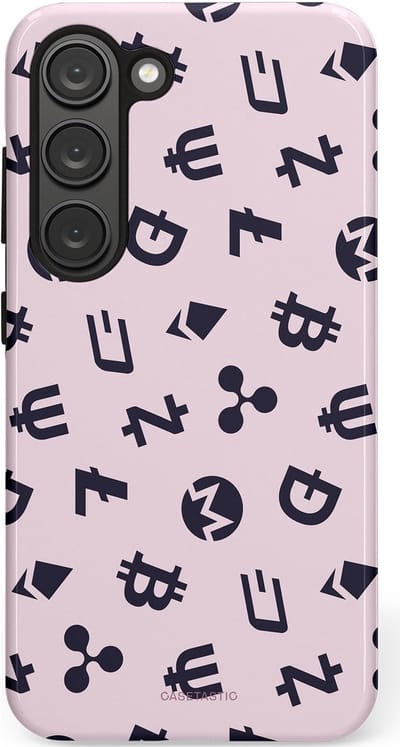 Casetastic Hoesje Geschikt voor Samsung S23 - Stijlvolle Beschermende Duo-layer Case - Crypto flow