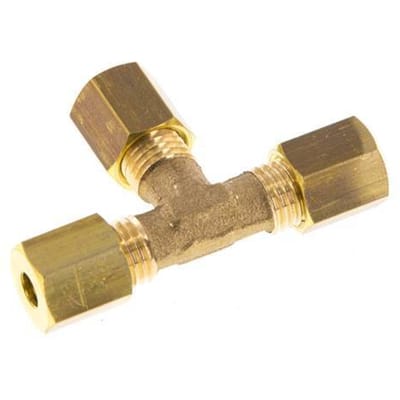 4mm Messing T-stuk Knelfitting 150 Bar DIN EN 1254-2