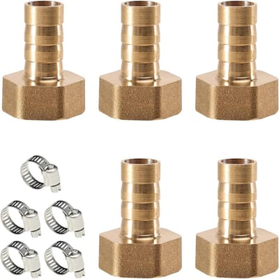 Hoge kwaliteit 1/2 Inch Messing Slangdoorvoer met Klem, 5 Stuks, voor Water, Gas en Luchtverbindingen