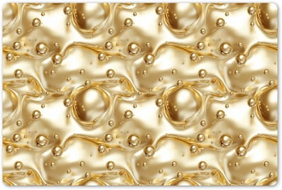 Placemats 45x30 cm - Placemat kunststof - 1 stuk - Vloeibaar - Druppels - Goud - Borden onderleggers - Decoratie voor op tafel - Keuken tafeldecoratie accessoires - Vinyl onderlegger - Tafelversiering