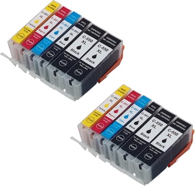 KATRIZ® huismerk inkt PGI550XL/CLI551XL ( 12 stuks) | voor Canon Pixma IP 7250/8750/ Pixma IX 6800/6850 /Pixma MG 5450 /5500/5550/ 5600 /5650 /5655/ 6300/6350 /6450/ 6600  /6650/7150/7550 / Pixma MX 725 / 925