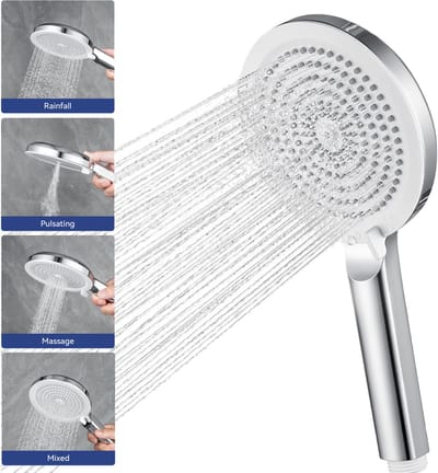 Auralum max Douchekop - Regendouche - 4 Sproeistanden - Hoge Druk - Betere Huid - Handdouche - Luxe Moderne Handdouche - Chrome