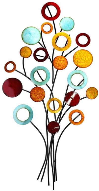 Wanddecoratie Metalen reliëf levensboom slank H 97 cm