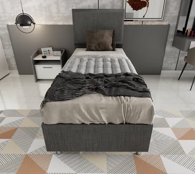 Nessa® - Opbergruimte Boxspring Ruyam - 90x200 - Antraciet - Teddystof - Inclusief Orthopedisch Pocketvering Matras