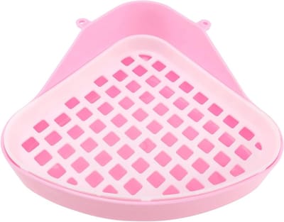 Huisdier Hoektoilet - Konijn Toilet Pot - Zindelijkheid Training - Spatwaterdicht Ontwerp - 25 x 18 x 10 cm - Roze