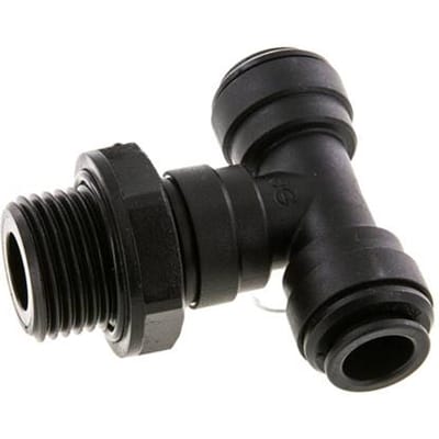 10mm x G1/2'' inline T-stuk POM Insteekfitting Buitendraad FDA Draaibaar NBR