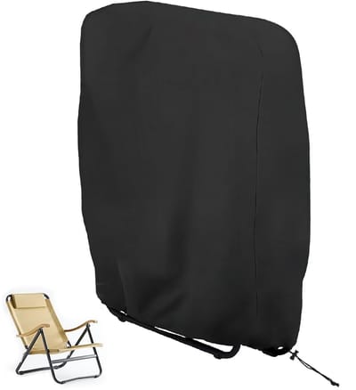Beschermhoes voor tuinstoelen, waterdicht, uv-bestendig, winddicht, stofdicht, Oxford-beschermhoes voor tuinmeubelen, ligstoel (zwart)