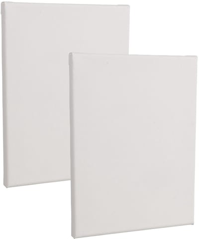 Handbespannen canvas schildersdoek - 2x - 18 x 24 cm - wit - schilderijen maken - kinderen/volwassenen