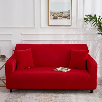 Universele Bankhoes Cover All-Inclusive Elastisch Melkzijde Bank Vier Seizoenen Luie Bankkussen Volledig Bedekte Bankhoes 90-140cm red