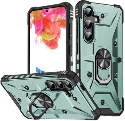 Coverup Hoesje - Geschikt voor Samsung Galaxy S25 Plus Hoesje - Coverup Heavy Duty Ring Kickstand Back Cover - Mintgroen