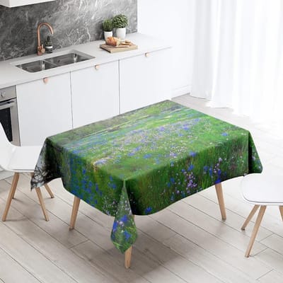 Natuurlandschap Kleurrijk Bloemen Tafelkleed Vlekbestendig Waterdicht Rechthoekig Keuken Eettafel Woondecoratie 100x145cm