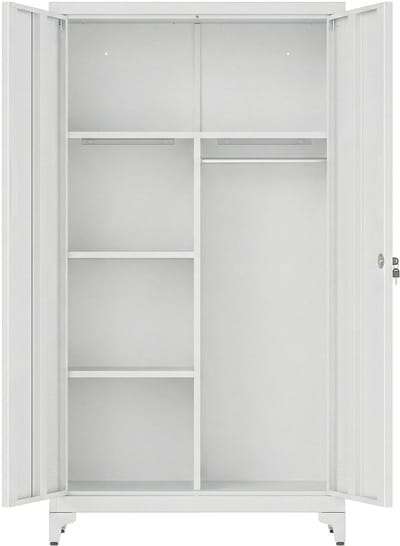 SONGMICS - Archiefkast - Metalen Kast met Kledingroede - 2 Deuren - 5 Vakken - Afsluitbaar