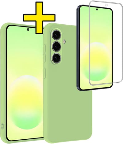 Hoesje - Met Screenprotector - Geschikt voor Samsung Galaxy A57 - Sterk & Shockproof - Back Cover - Siliconen Case - Telefoon Hoes - Telefoonhoesjes - Groen
