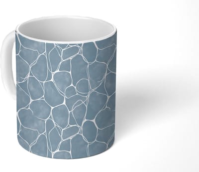 Mok - Koffiemok - Organisch - Patroon - Blauw - Mokken - 350 ML - Beker - Koffiemokken - Theemok
