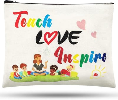 Lerarenwaardering Cadeaus - Canvas Make-up Tas voor Leraren, Bedankje voor Onderwijsprofessionals, Zipper Pouch voor Vrouwen in het Onderwijs, Geschikt voor Peuters en Middelbare School