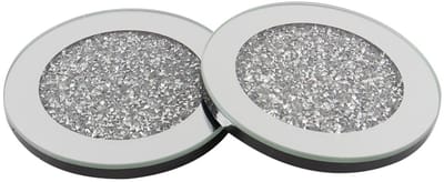 Dailygoods- Onderzetters 6 Stuks - Glazen Onderzetters - Onderzetters met Houder - Onderzetters voor Glazen - Onderzetters voor Bekers - Afmetingen 10 x 10 cm - Glazen Coasters