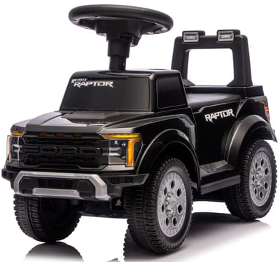 sun baby Loopauto voor kinderen vanaf 12 maanden – Ford Raptor – grote terreinwielen, LED-verlichting, zitje met rugleuning en opbergruimte, tot 25 kg, zwart