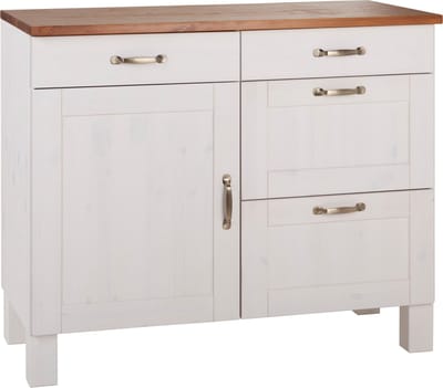 Alby Onderkast met 1 Deur en 4 Lades - Wit/Honingkleurig Grenen - 100 cm