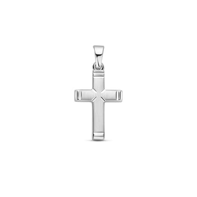 Hanger Kruis Poli/Mat Gediamanteerd 20 Mm Zilver Gerhodineerd
