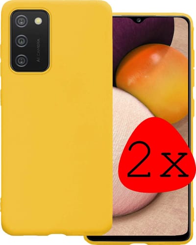 Hoesje 2 Stuks - Geschikt voor Samsung Galaxy A02s - Sterk & Shockproof - Case Siliconen - Back Cover - Telefoon Hoes - Geel