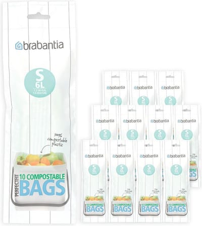 Brabantia PerfectFit Composteerbare Vuilniszakken - 6 l - Code S - 12 rollen x 10 stuks