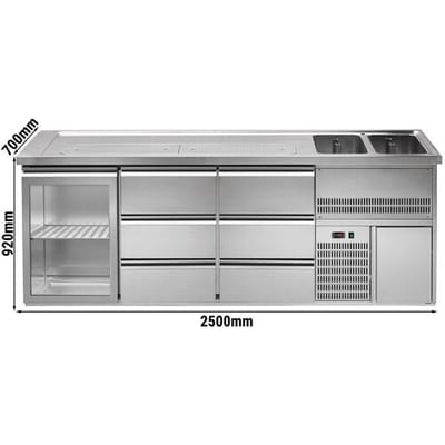 GGM Gastro Biertheke Premium PLUS - 2500x700mm - 1 Glastür & 6 Schubladen