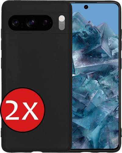 Hoesje - 2 Stuks - Geschikt voor Google Pixel 8 Pro - Sterk & Shockproof - Telefoonhoes - Back Cover - Case Siliconen - Telefoon Hoes - Zwart
