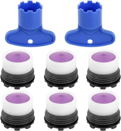 SnelShoppen - 6 Stuks Faucet Aerator M16 met 2 Sleutels - Waterbesparende Kraanfilter voor Keuken en Badkamer - Duurzaam ABS Plastic