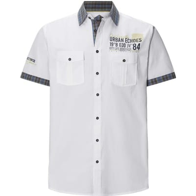 Jan Vanderstorm herren Overhemd Met Korte Mouwen - 41/42 - wit - Plus Size