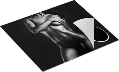 Chefcare Inductie Beschermer Naakte Vrouwen Lichaam - Erotiek - Zwart Wit - 60x50 cm - Afdekplaat Inductie - Kookplaat Beschermer - Inductie Mat